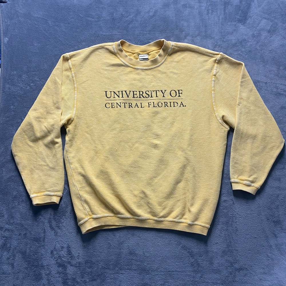 UCF Sweatshirt Womens Small Yellow Corded Ribbed Pullover Chicka-d